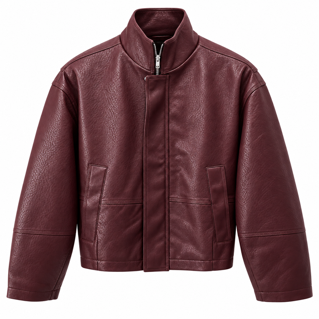 Giacca eco pelle cropped bordeaux