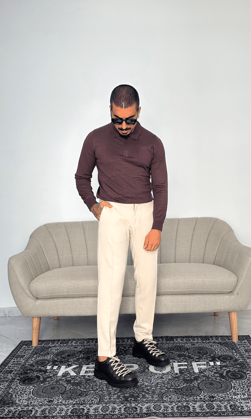 Pantaloni capri panna