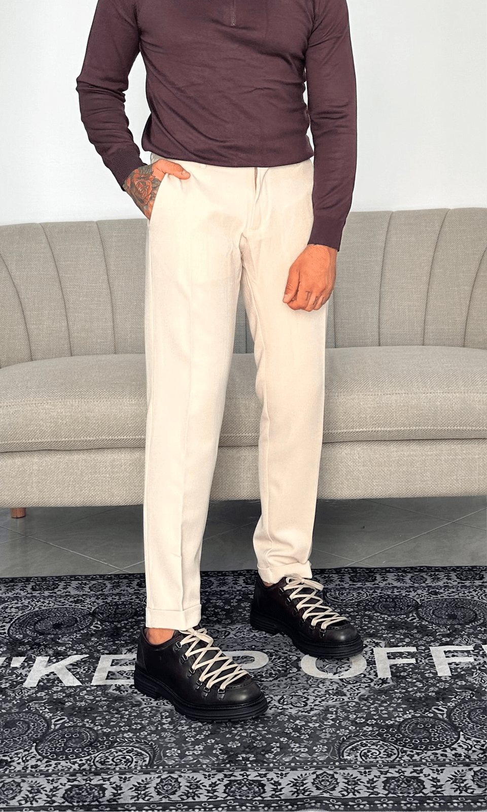 Pantaloni capri panna