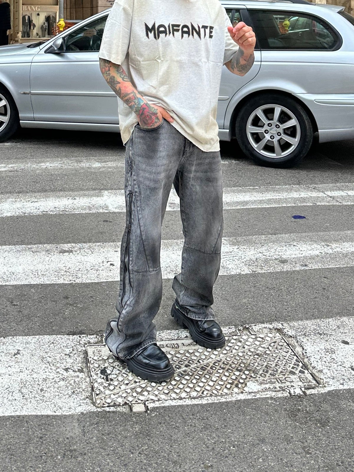 Denim Flare full zip grey