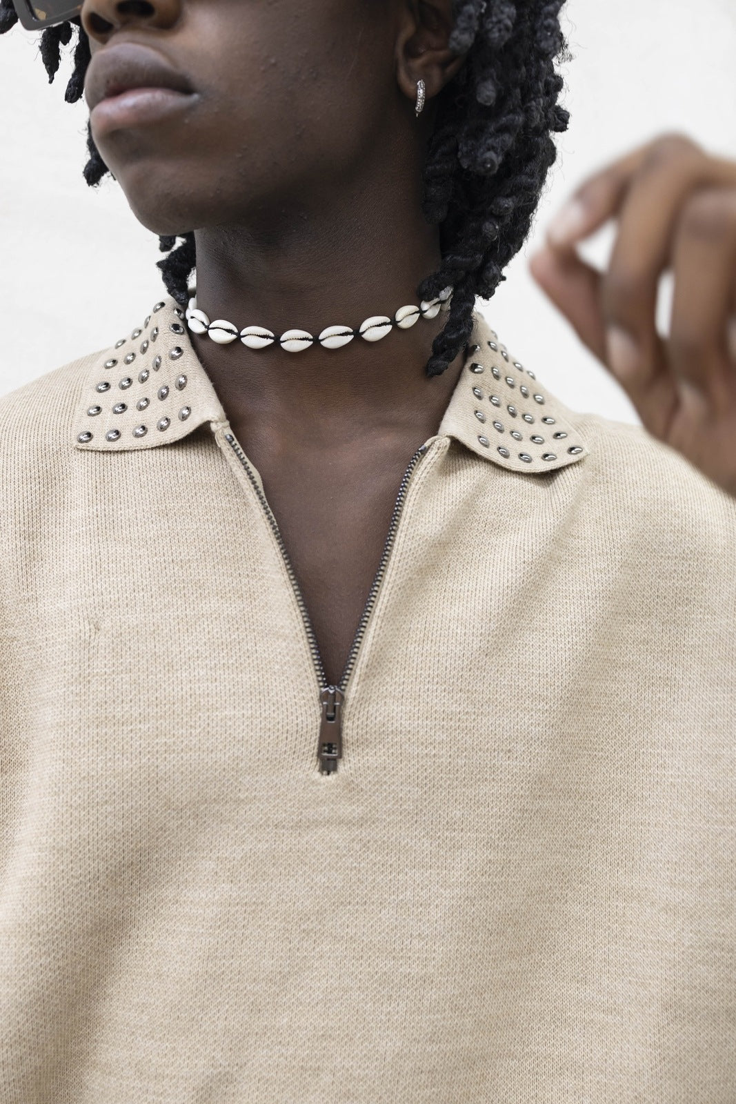 Polo Zip Borchie Beige Tokyo