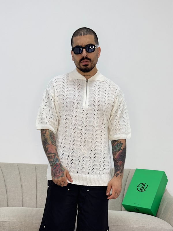Polo zip crochet panna