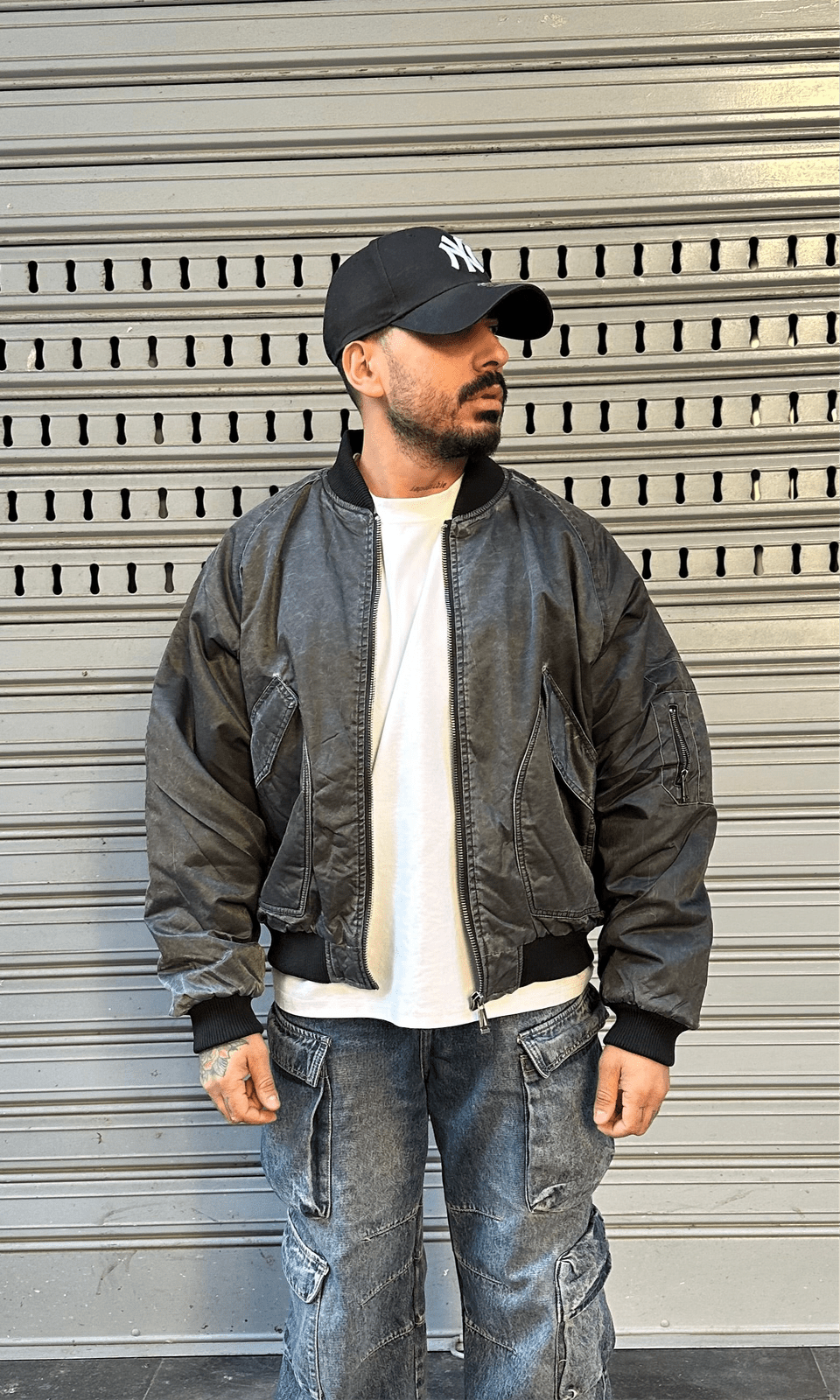 Bomber effetto roccia grey