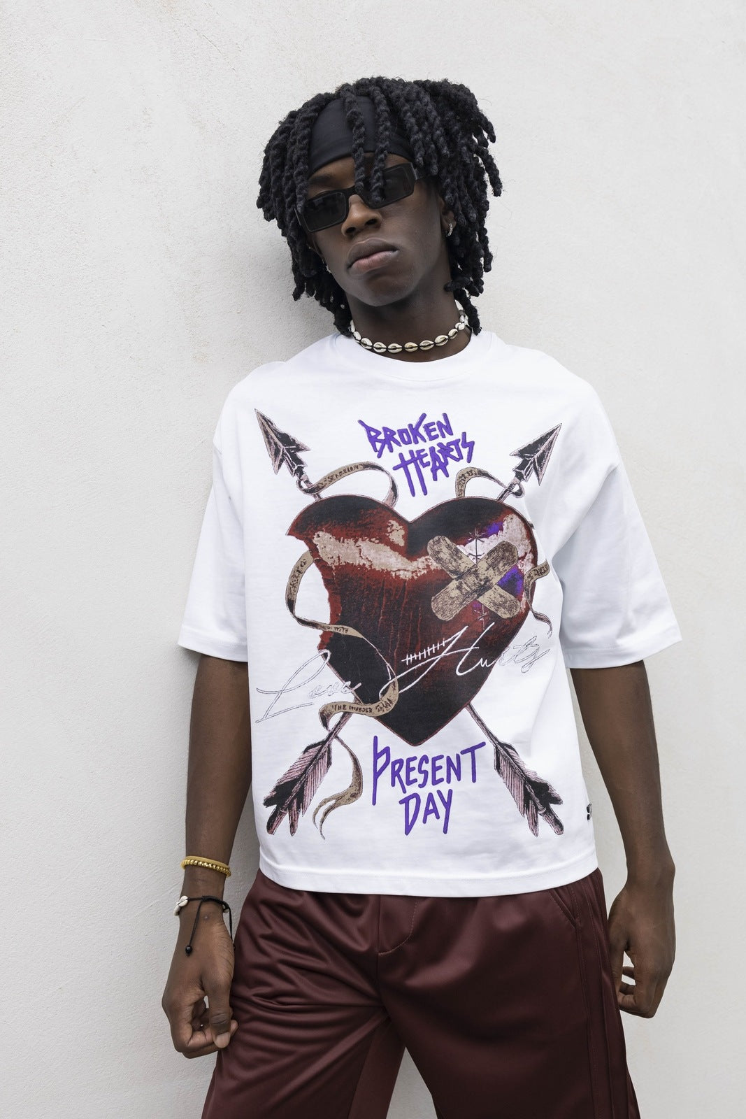 T-shirt crop broken white present day