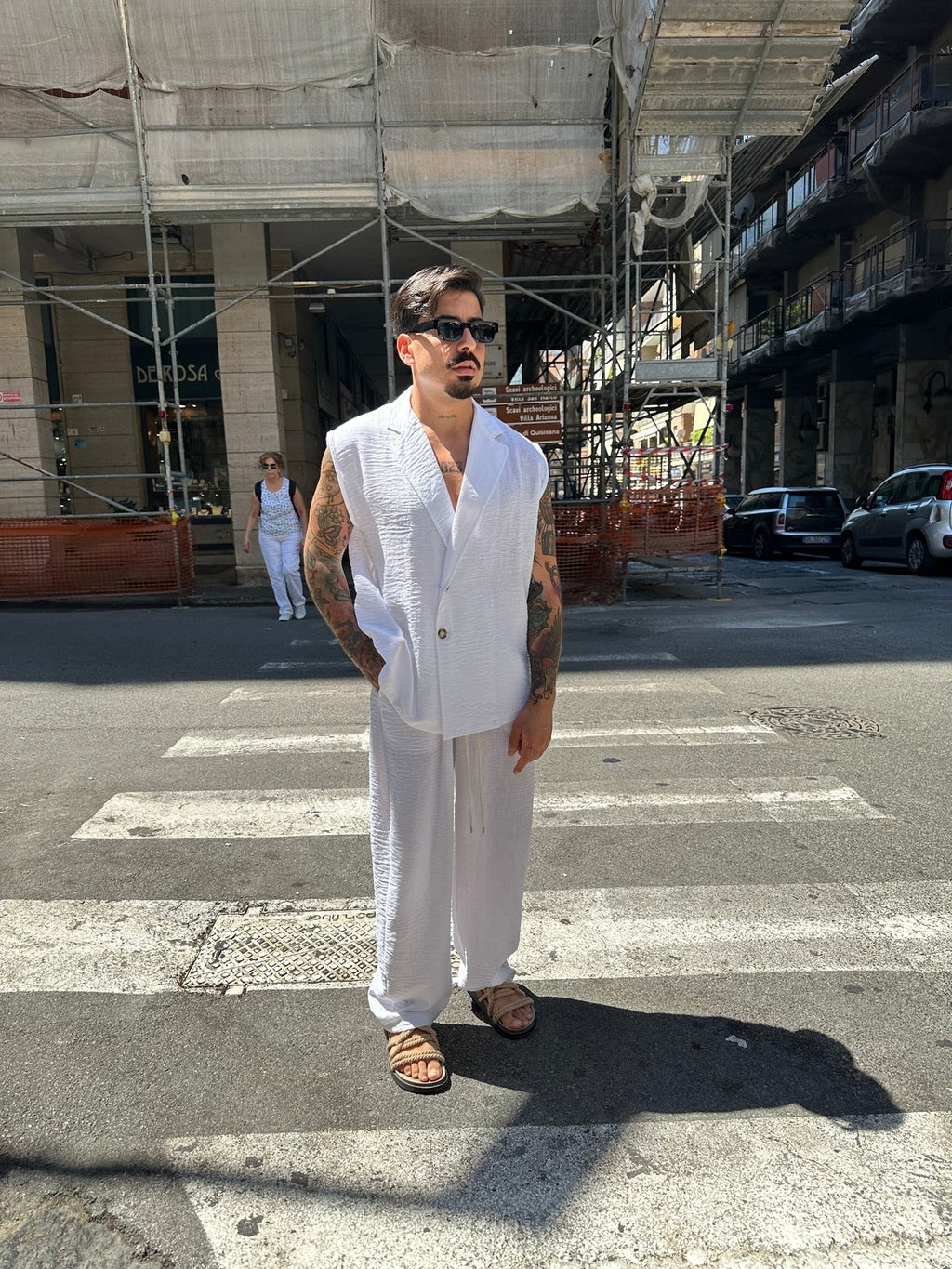 Abito smanicato lino white Tokyo