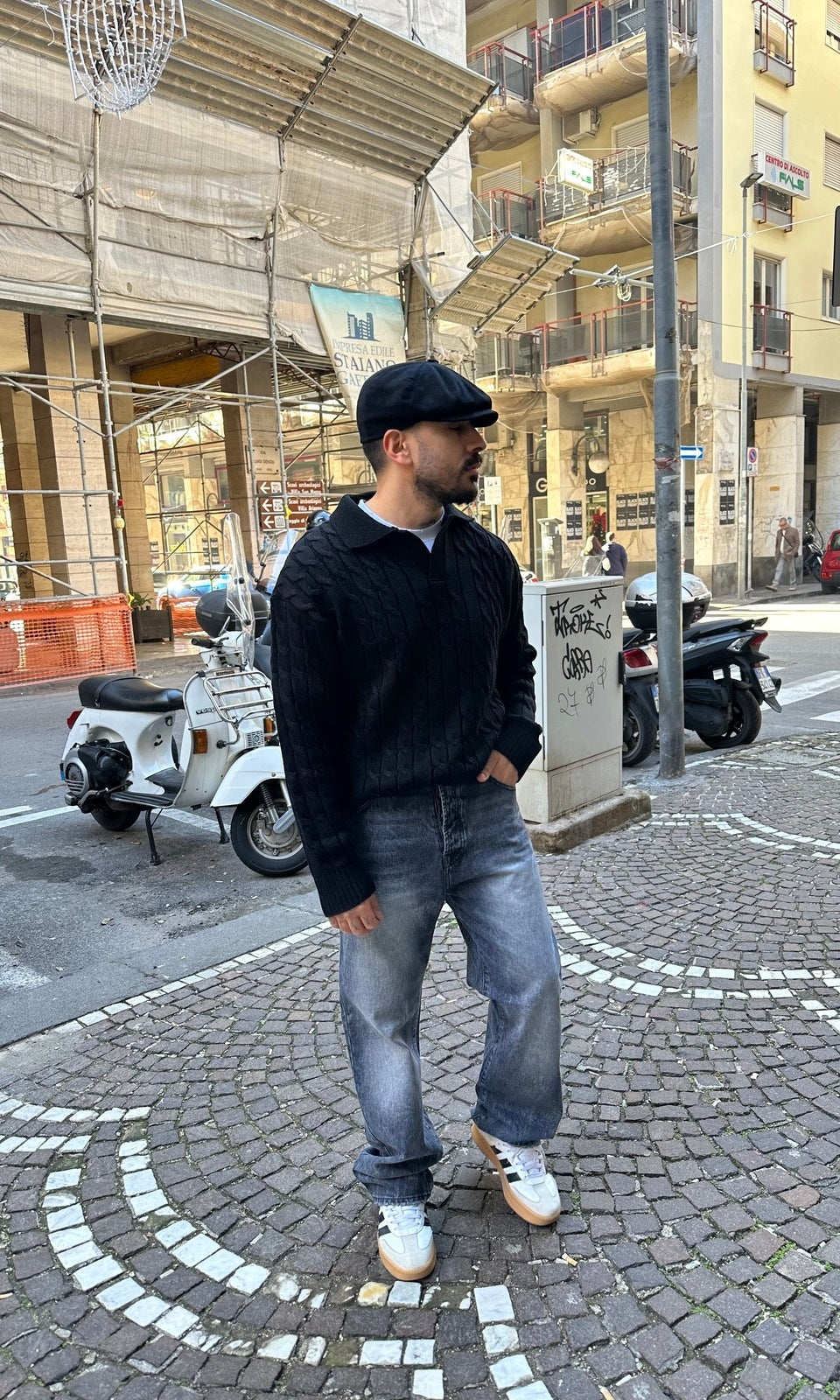 Polo pull treccia black