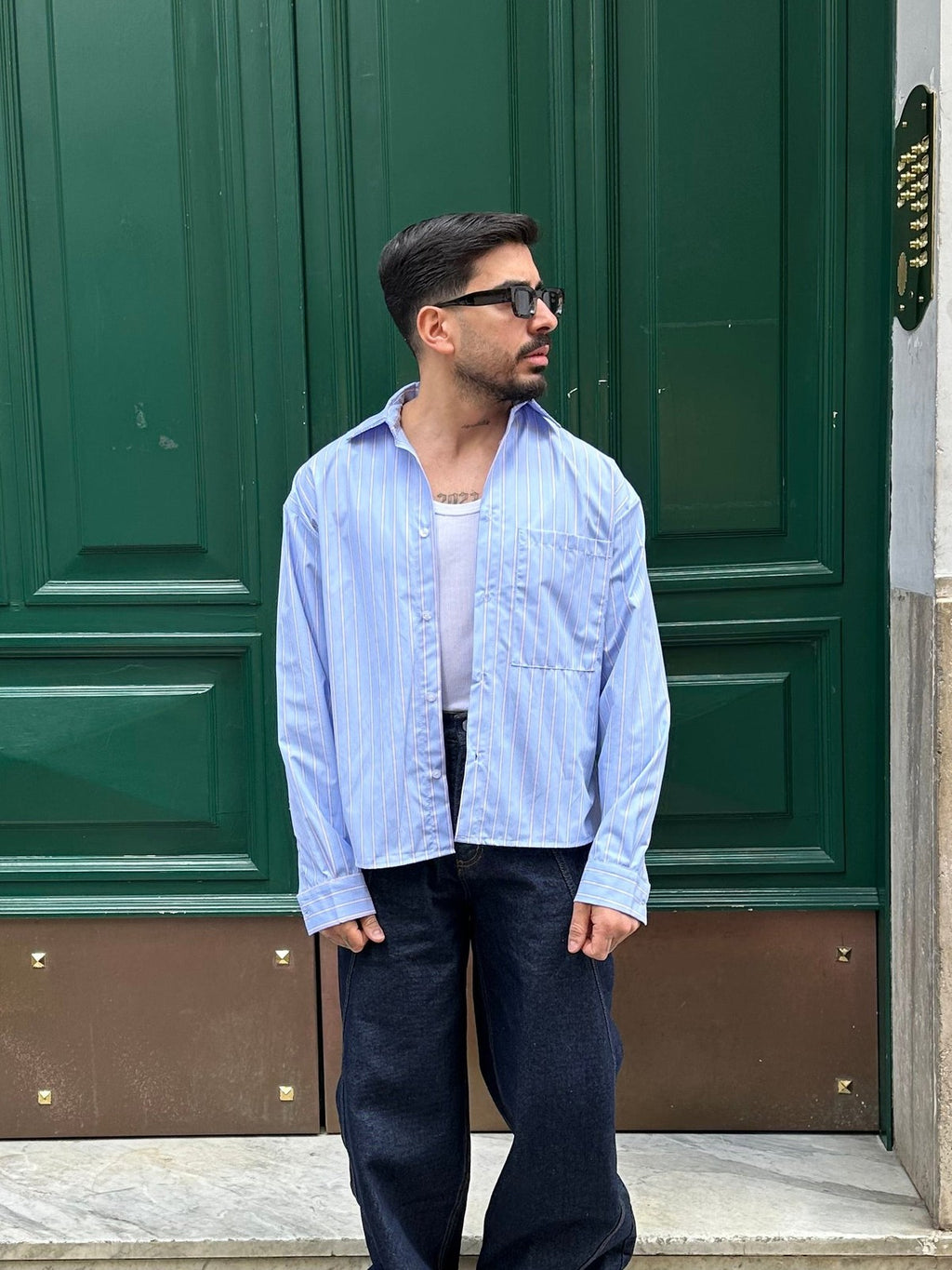 Camicia crop portofino azul Pink All or Nothing