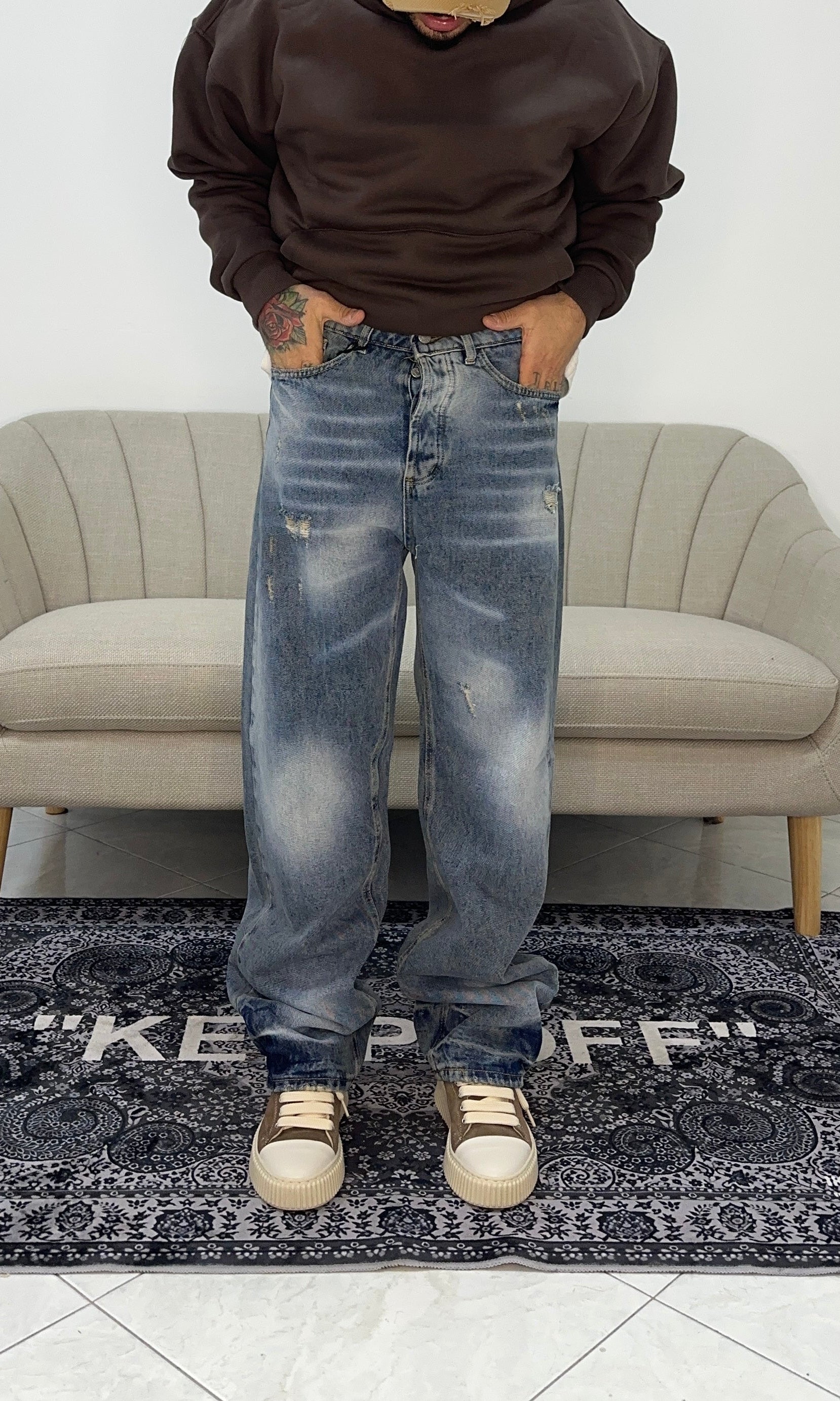 Denim baggy light blue sand