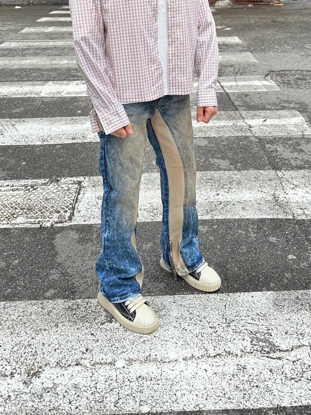 Denim flare full zip contrast passion