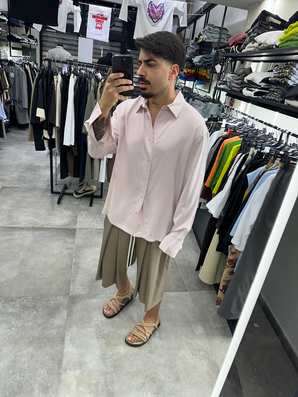 Camicia simil seta Pink Tokyo