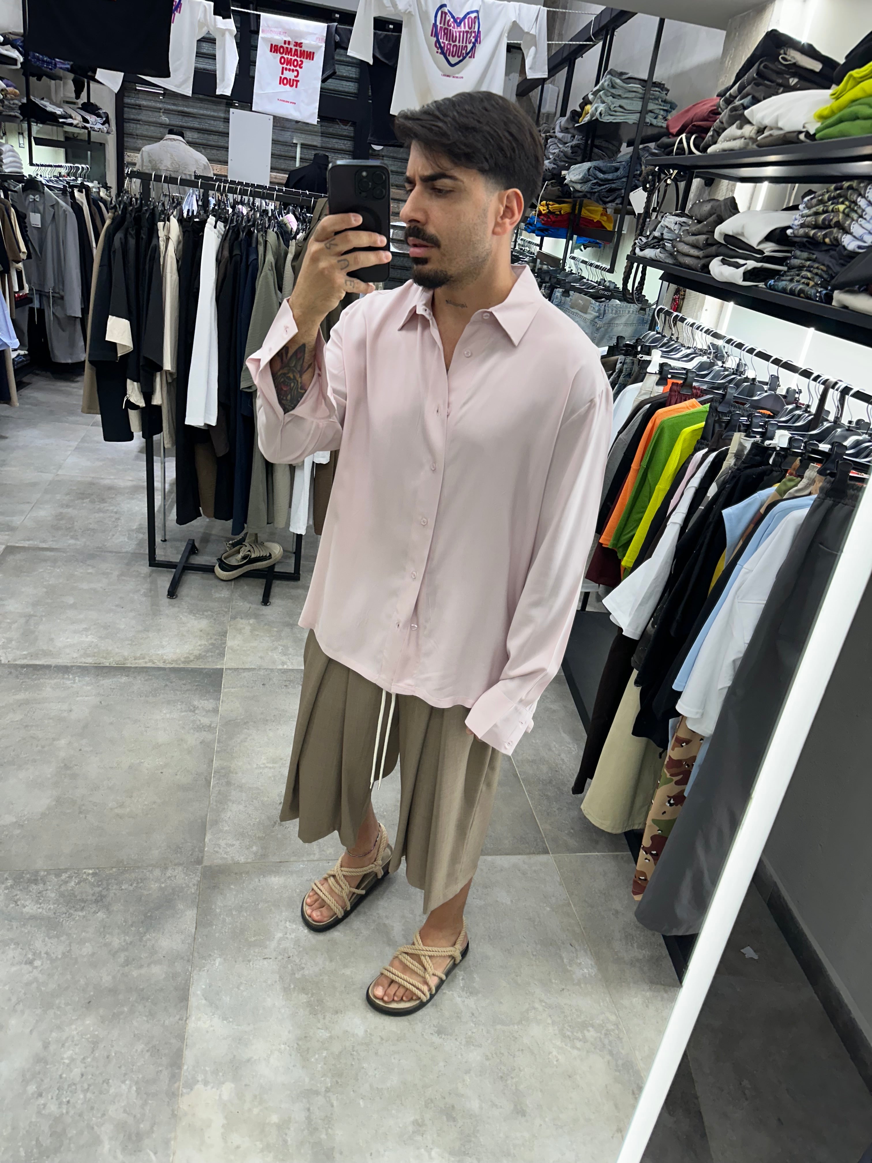 Camicia simil seta Pink Tokyo