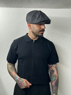 Polo in filo con zip black