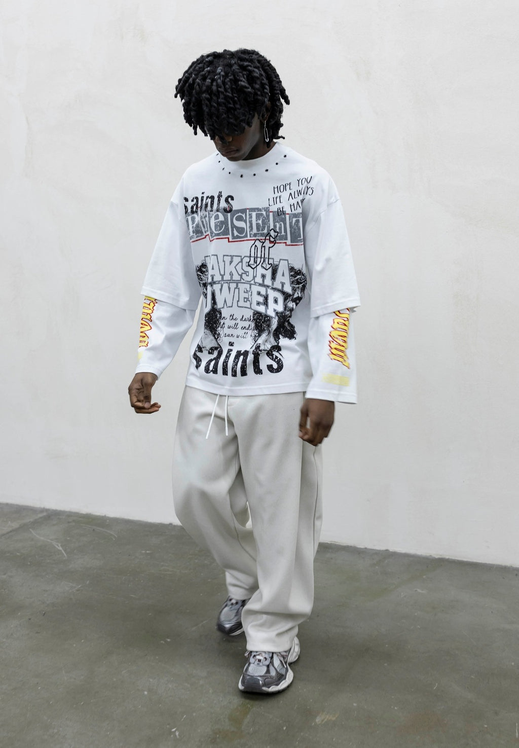 Long sleeve saint print white