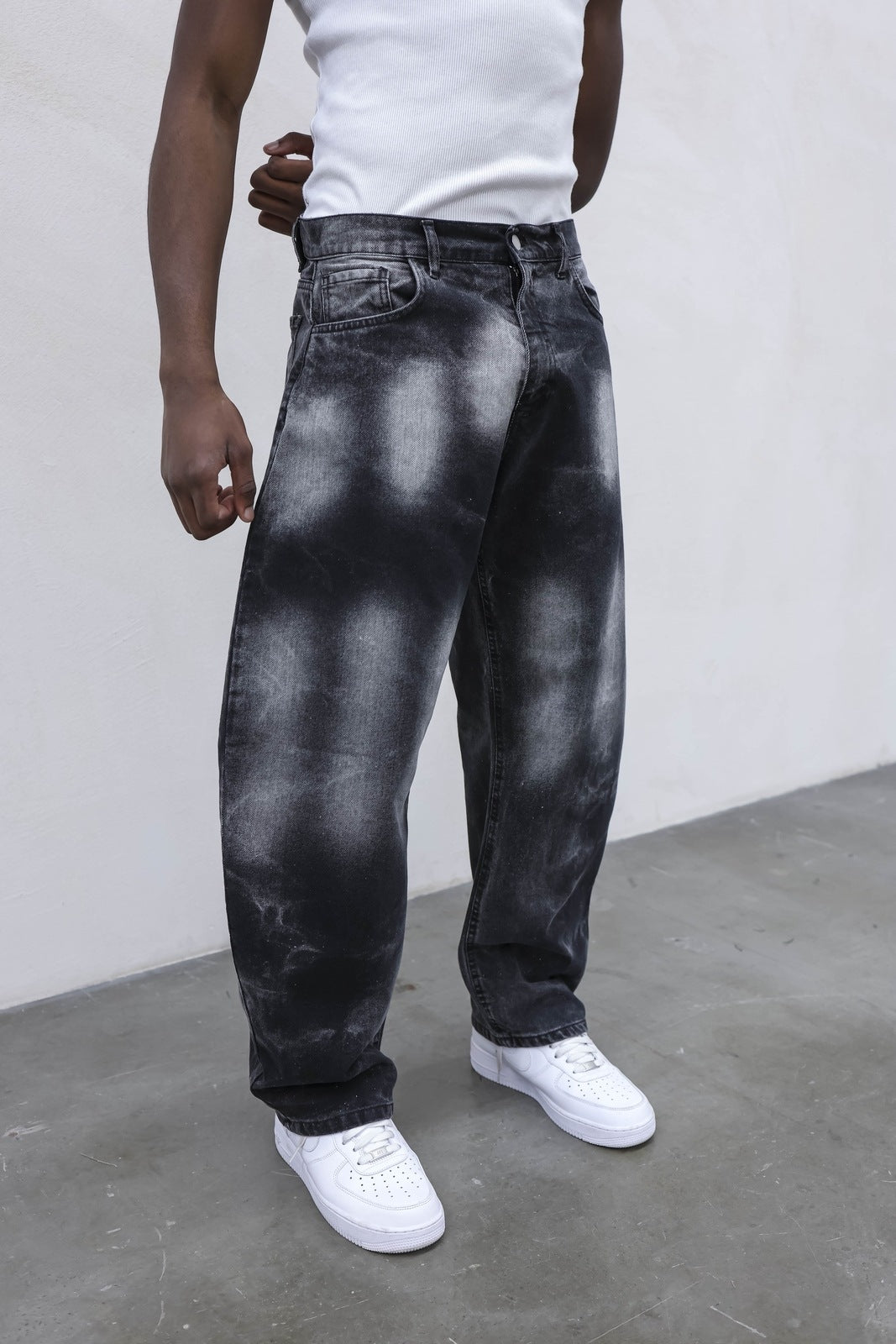 Denim baloon black wash white