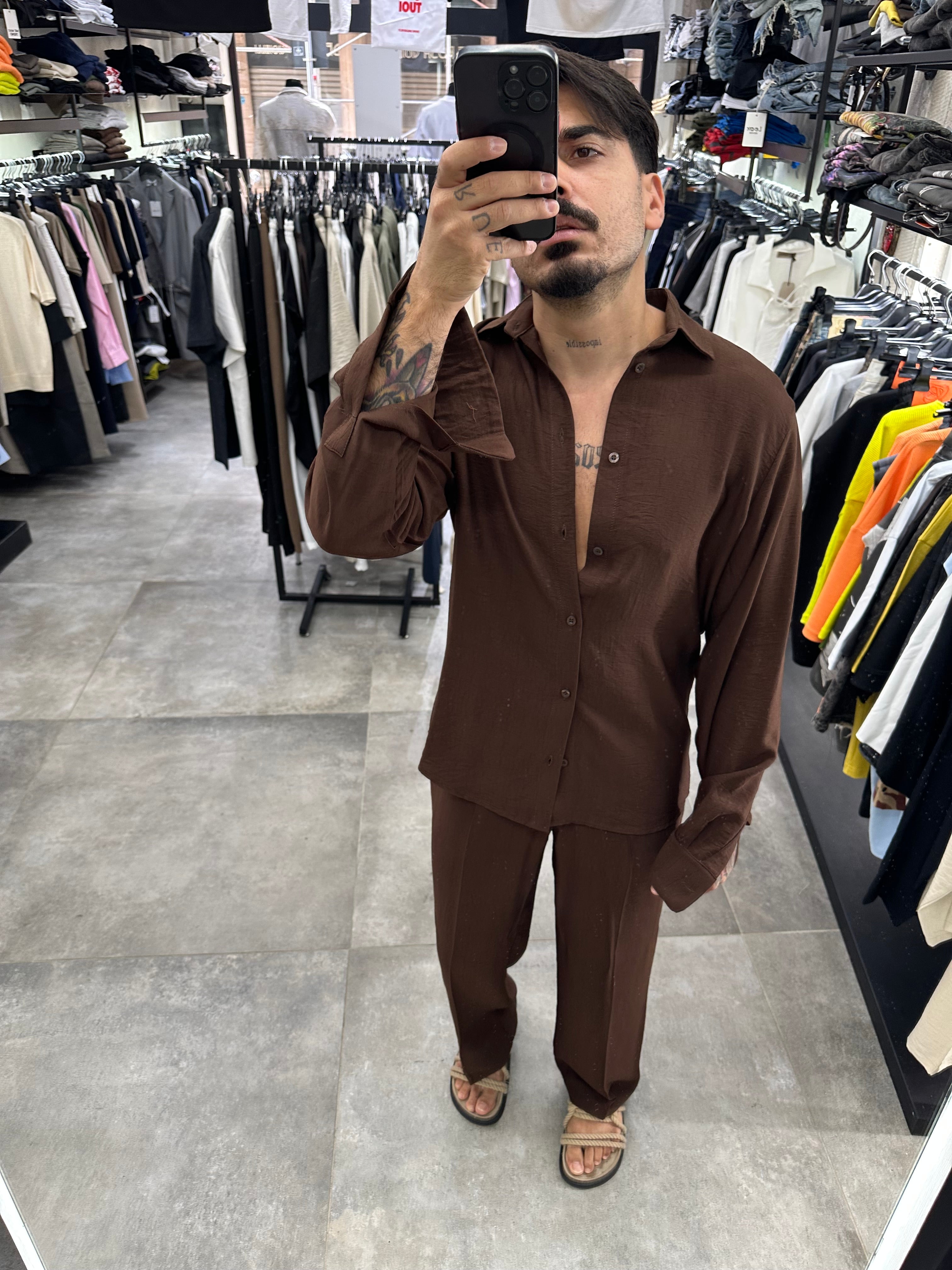 Camicia over lino moro All or Nothing