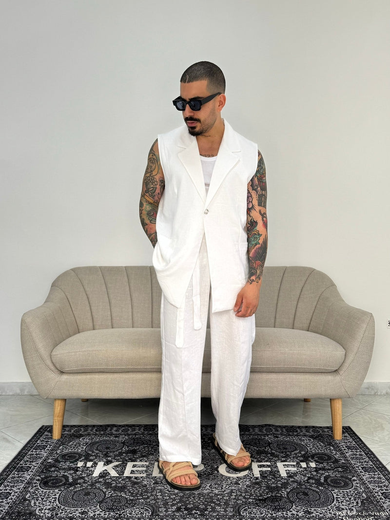 Pantalone in lino white