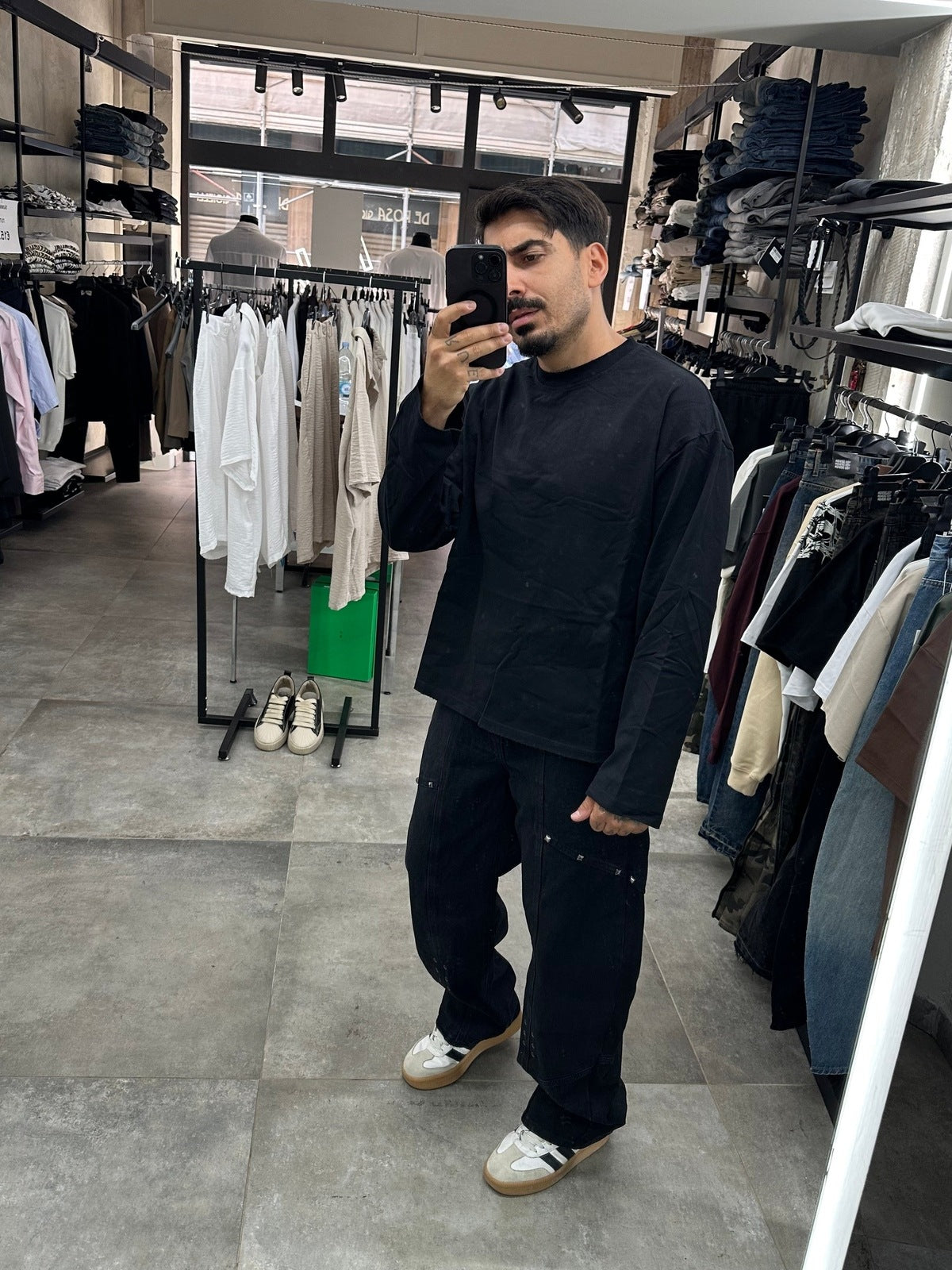 Denim baloon borchie black