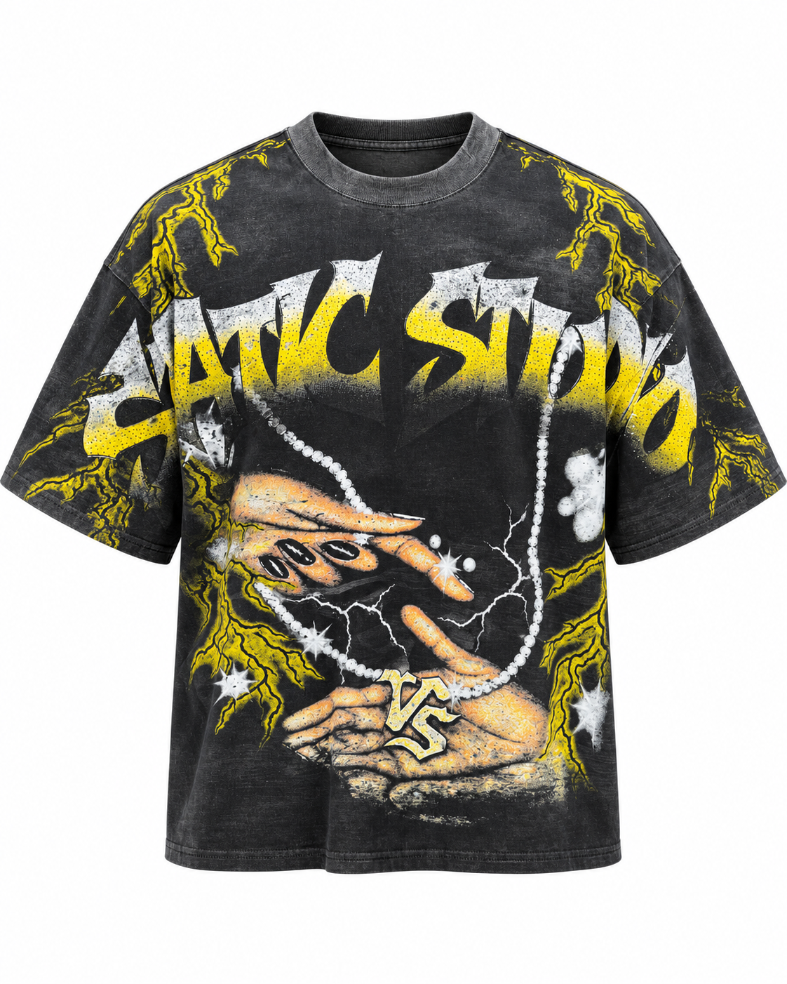 Tee wash grey strass Static studio