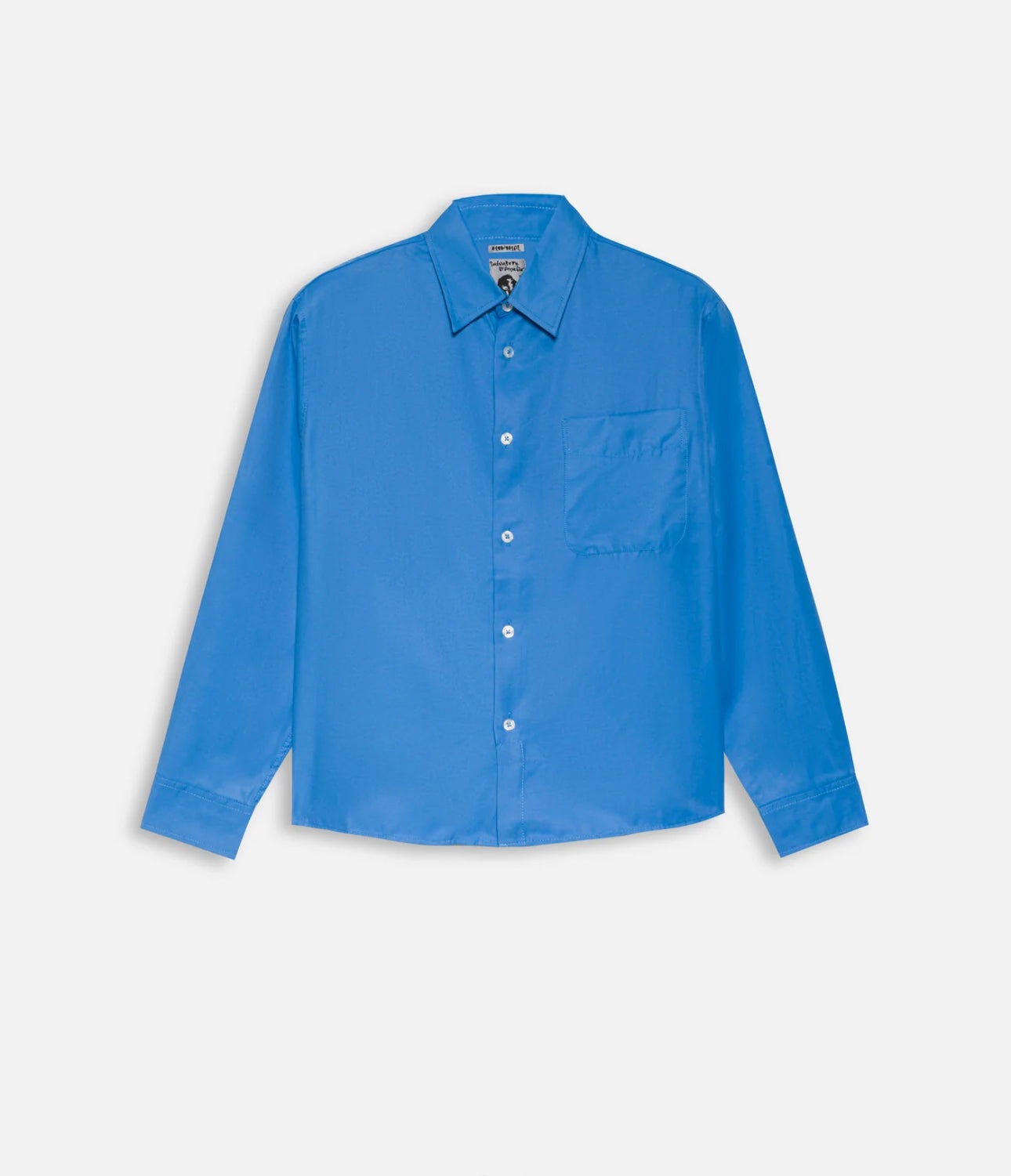 Camicia crop oxford azul minimal