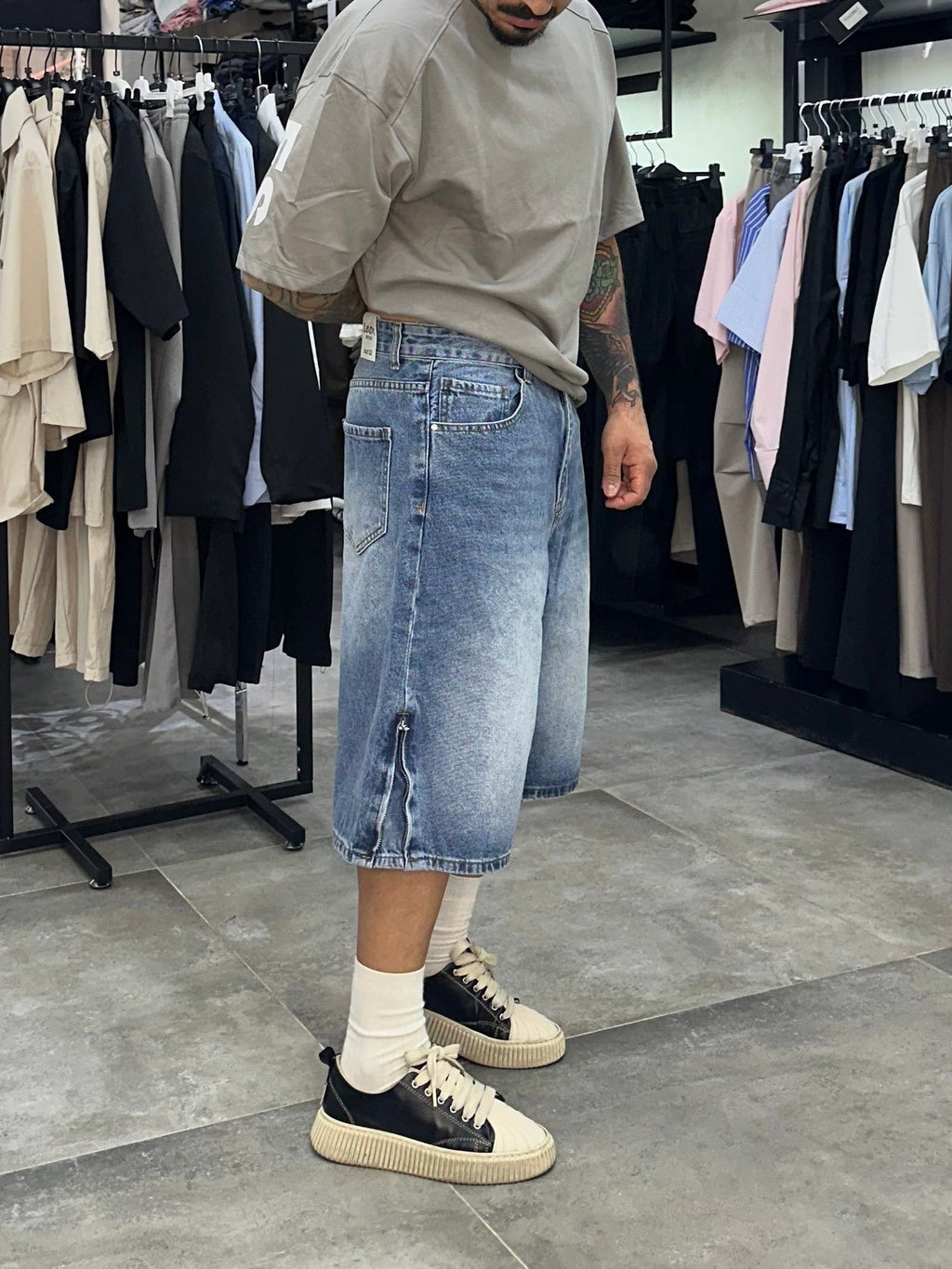 Denim jorts blue zip