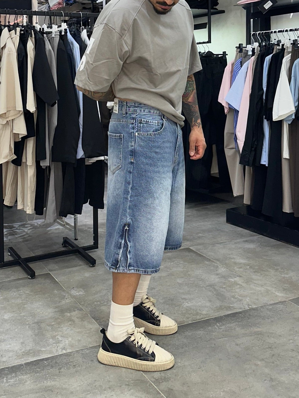 Denim jorts blue zip