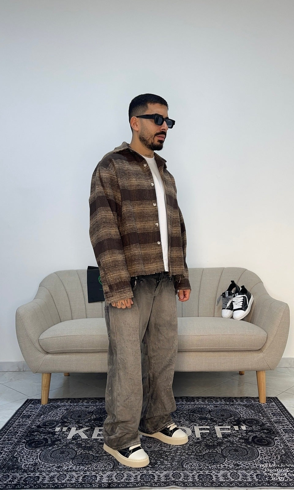 Camicia flanella crop brown