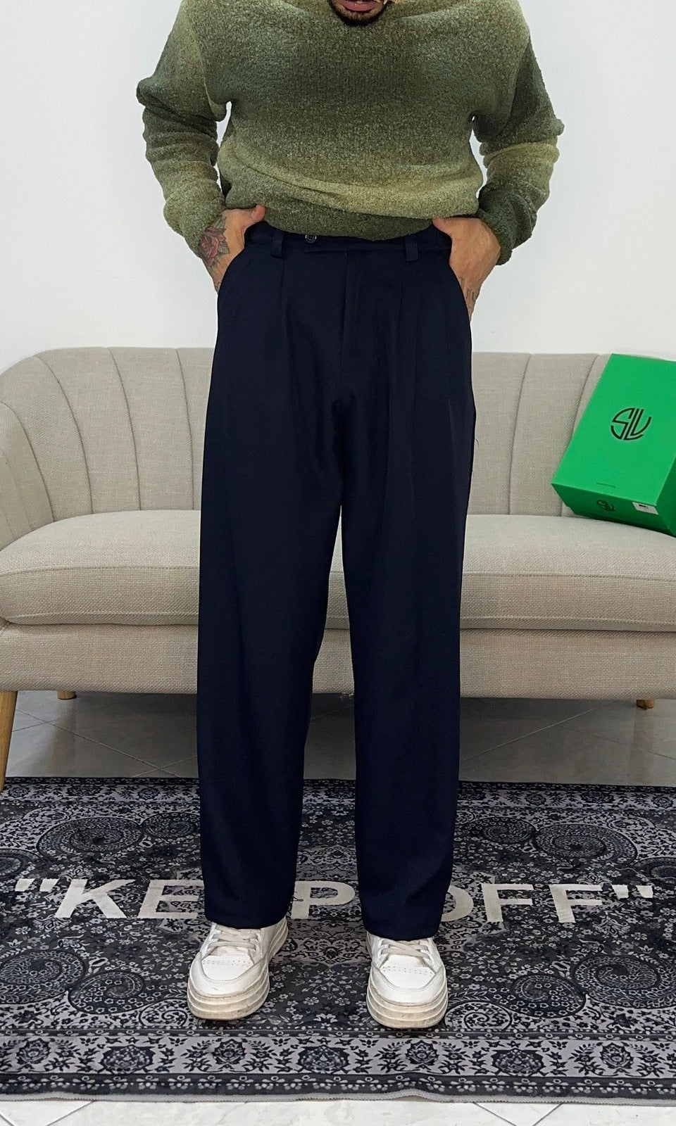 Panta ampio double pence blu