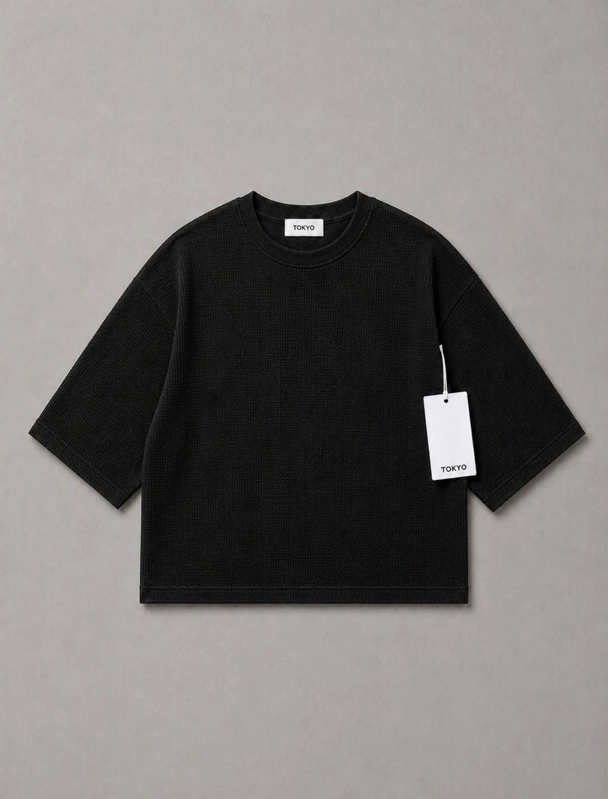 Tee Crop waffle black Present