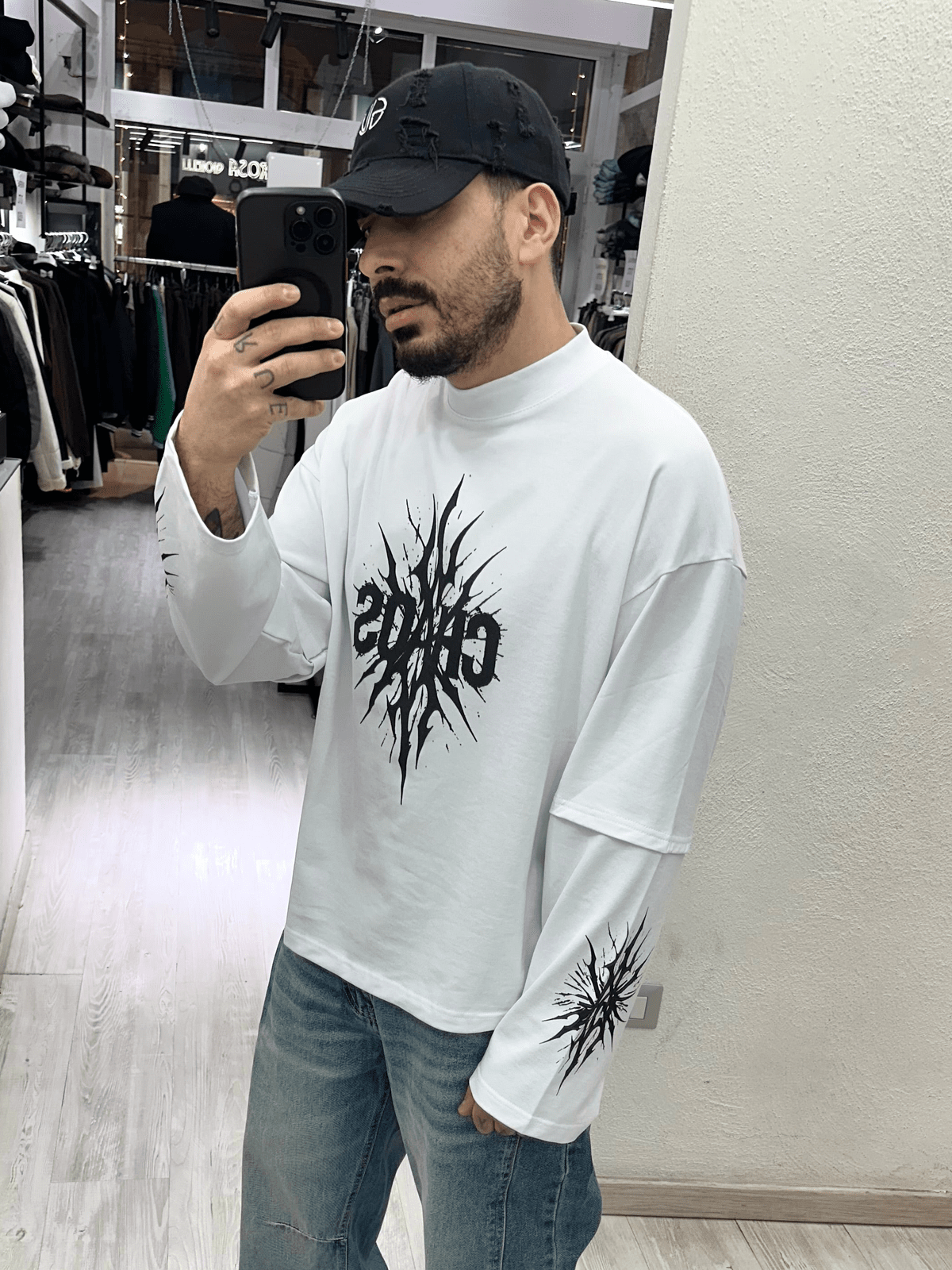 T-shirt long sleeve chaos white