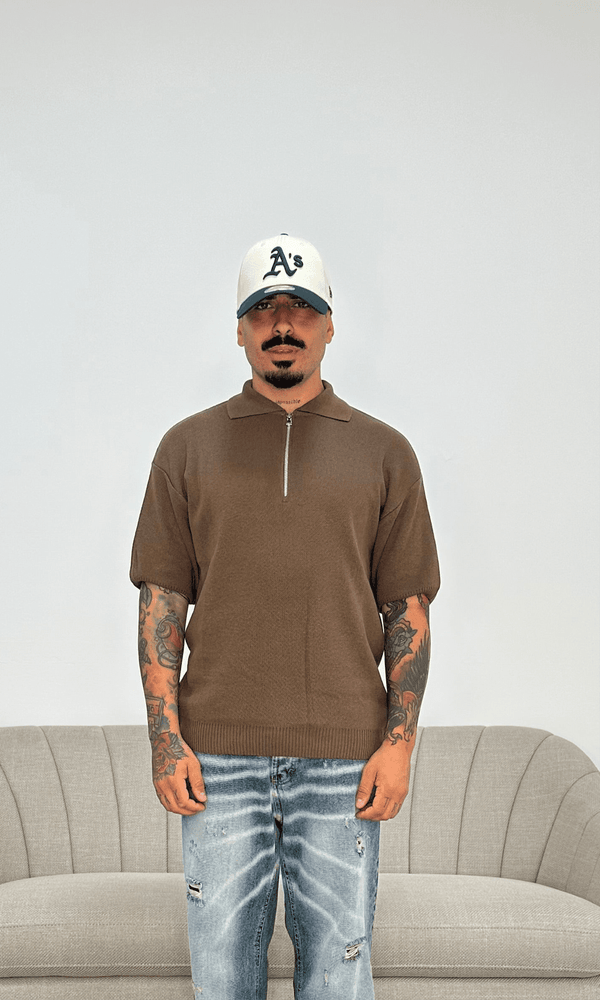 Polo wool zip moka