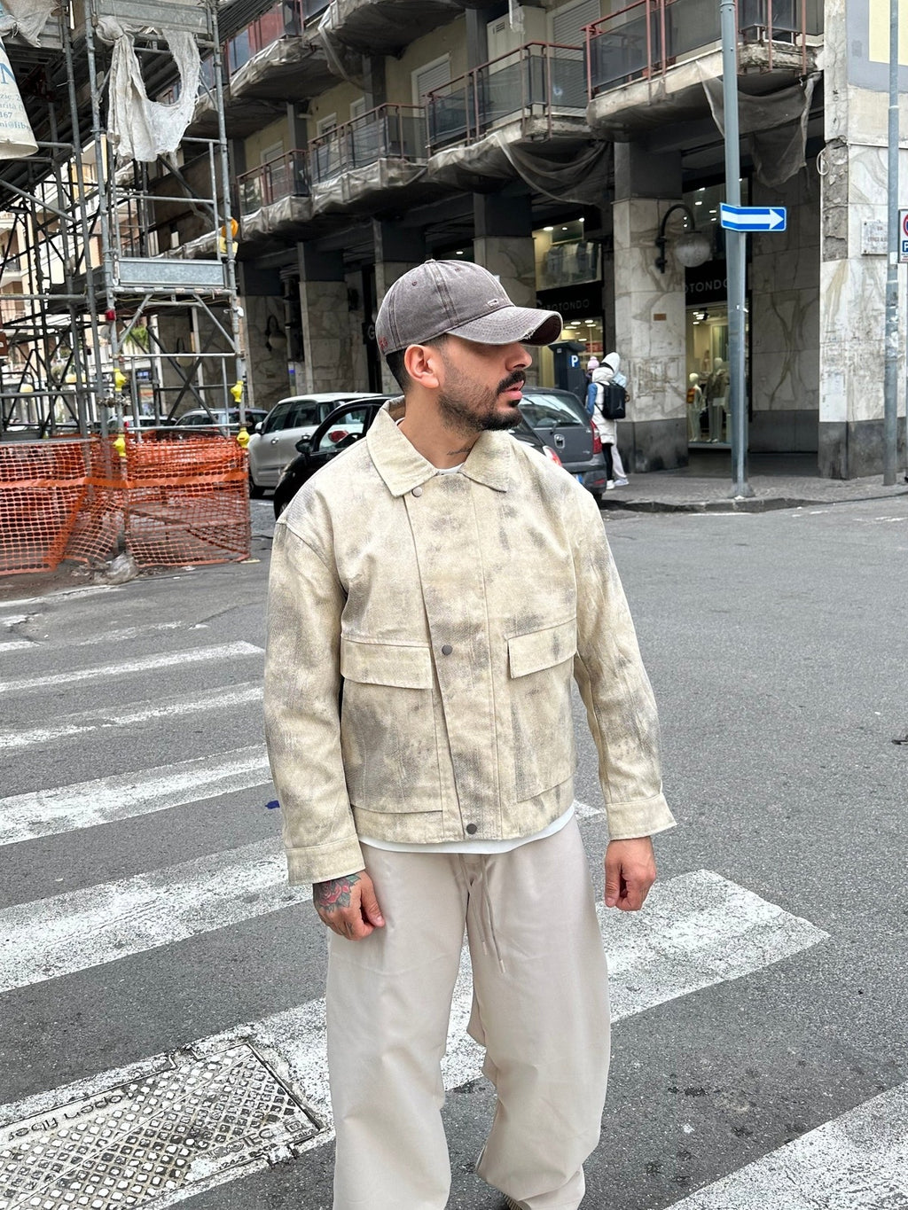 Giacca in denim beige wash