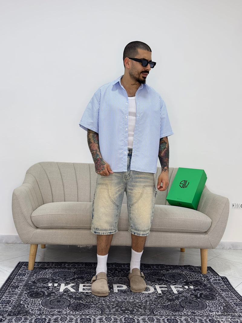 Camicia half sleeve blue