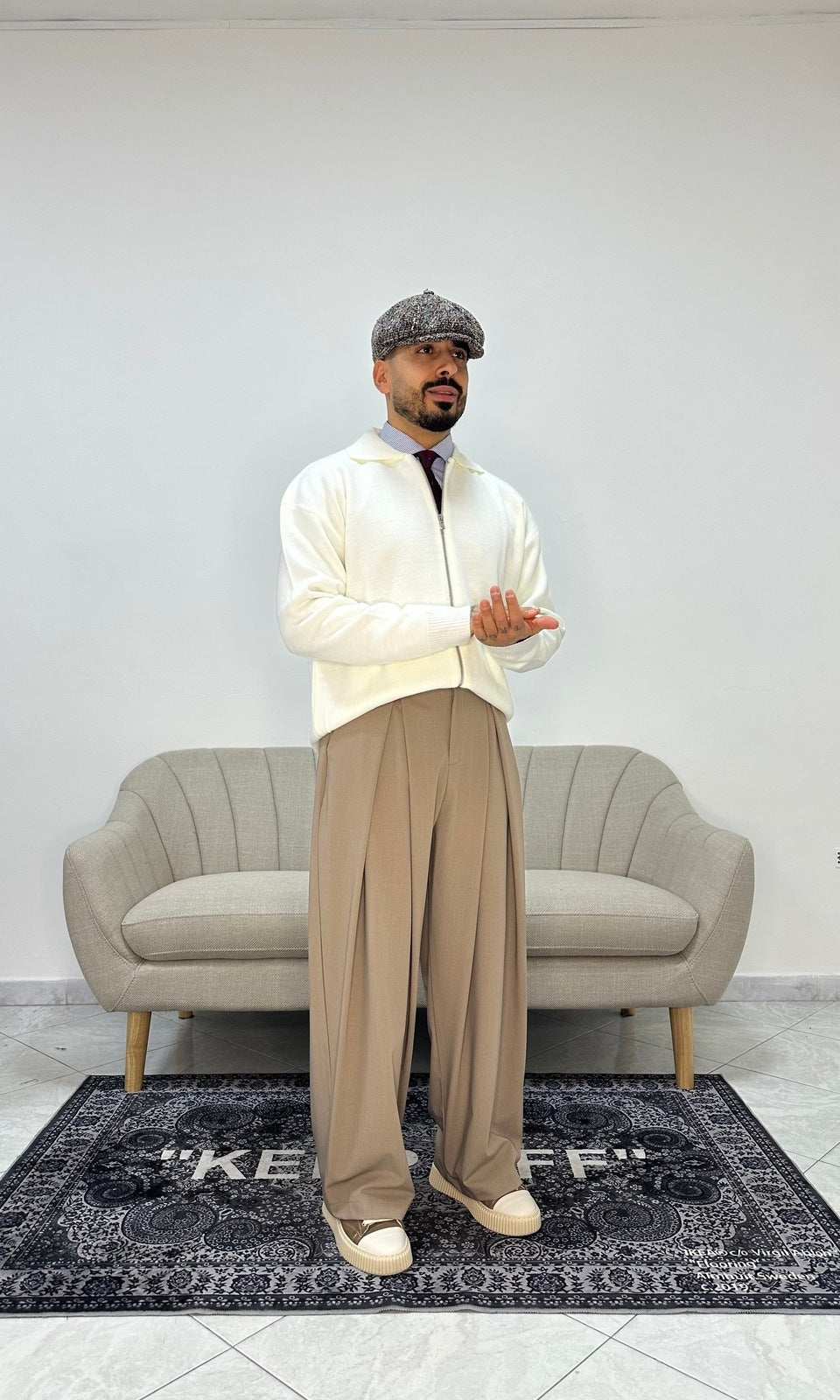 Pantaloni super pence beige Tokyo