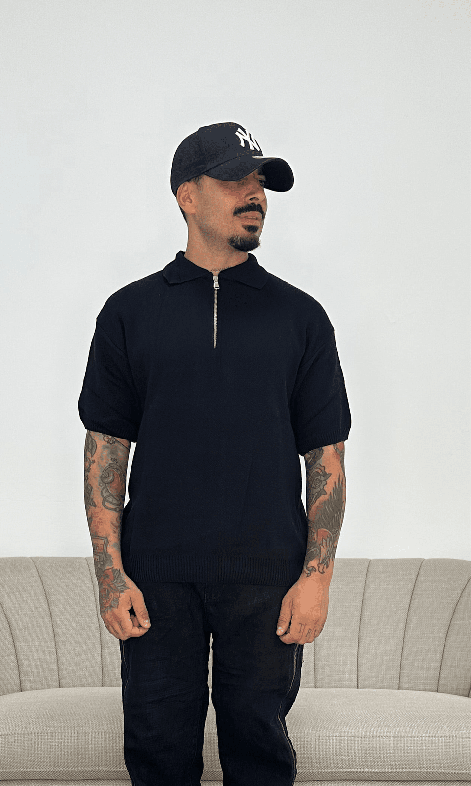 Polo wool zip black