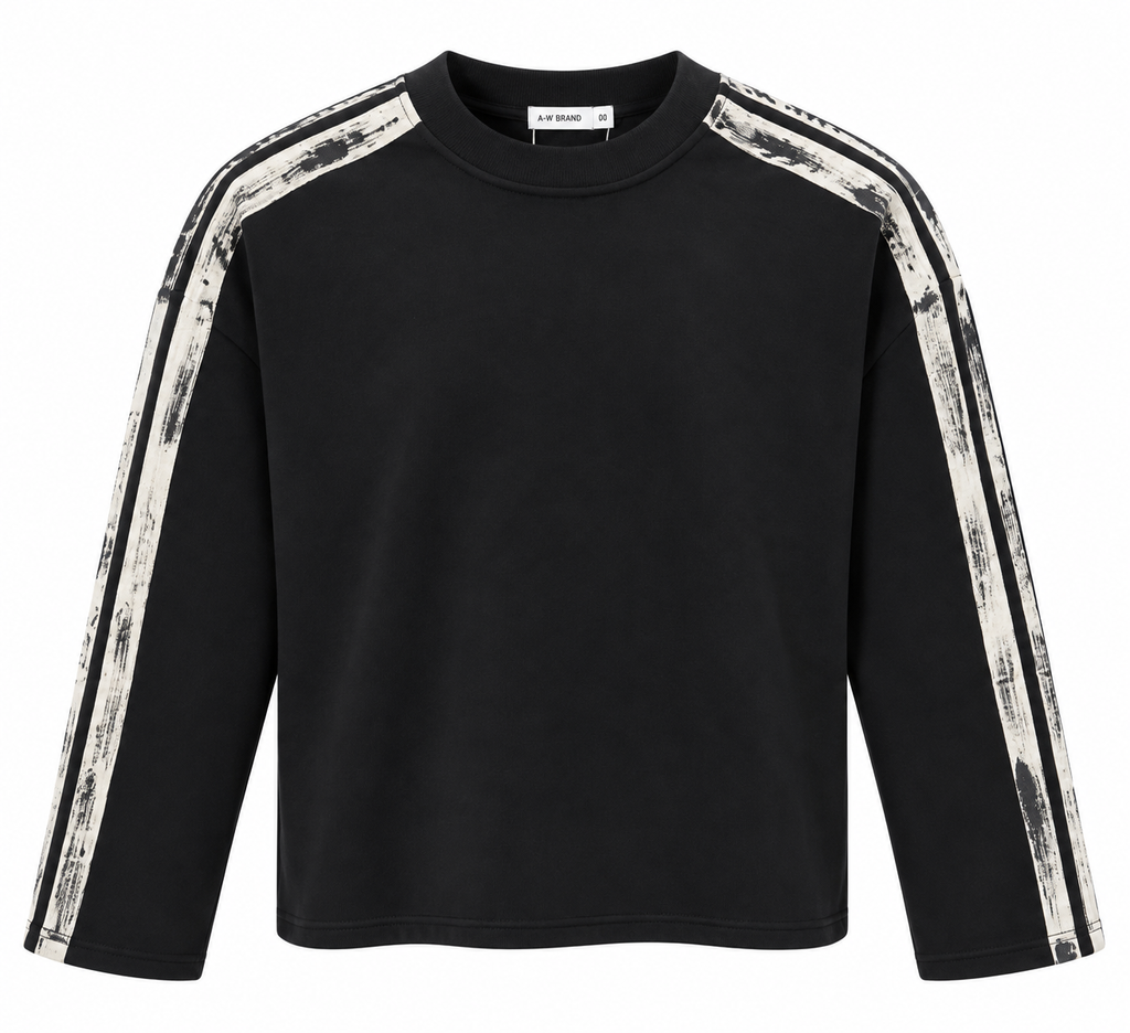 Hoodie Crop stripe black
