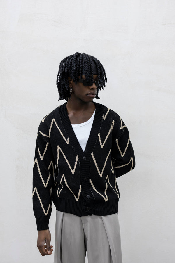 Cardigan abstract black tokyo