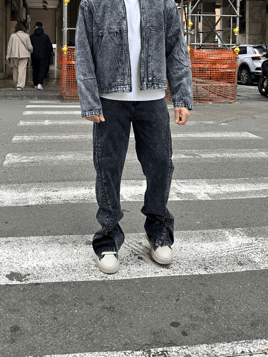 Coordinato denim full zip black
