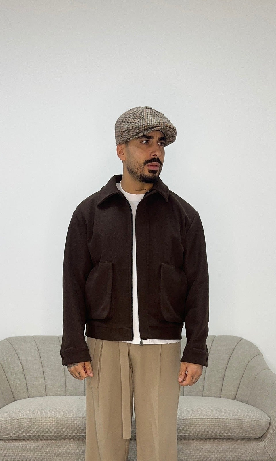 jacket in panno marrone