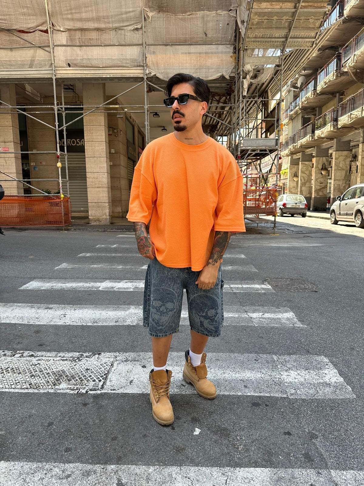 Tee over waffle orange Tokyo couture