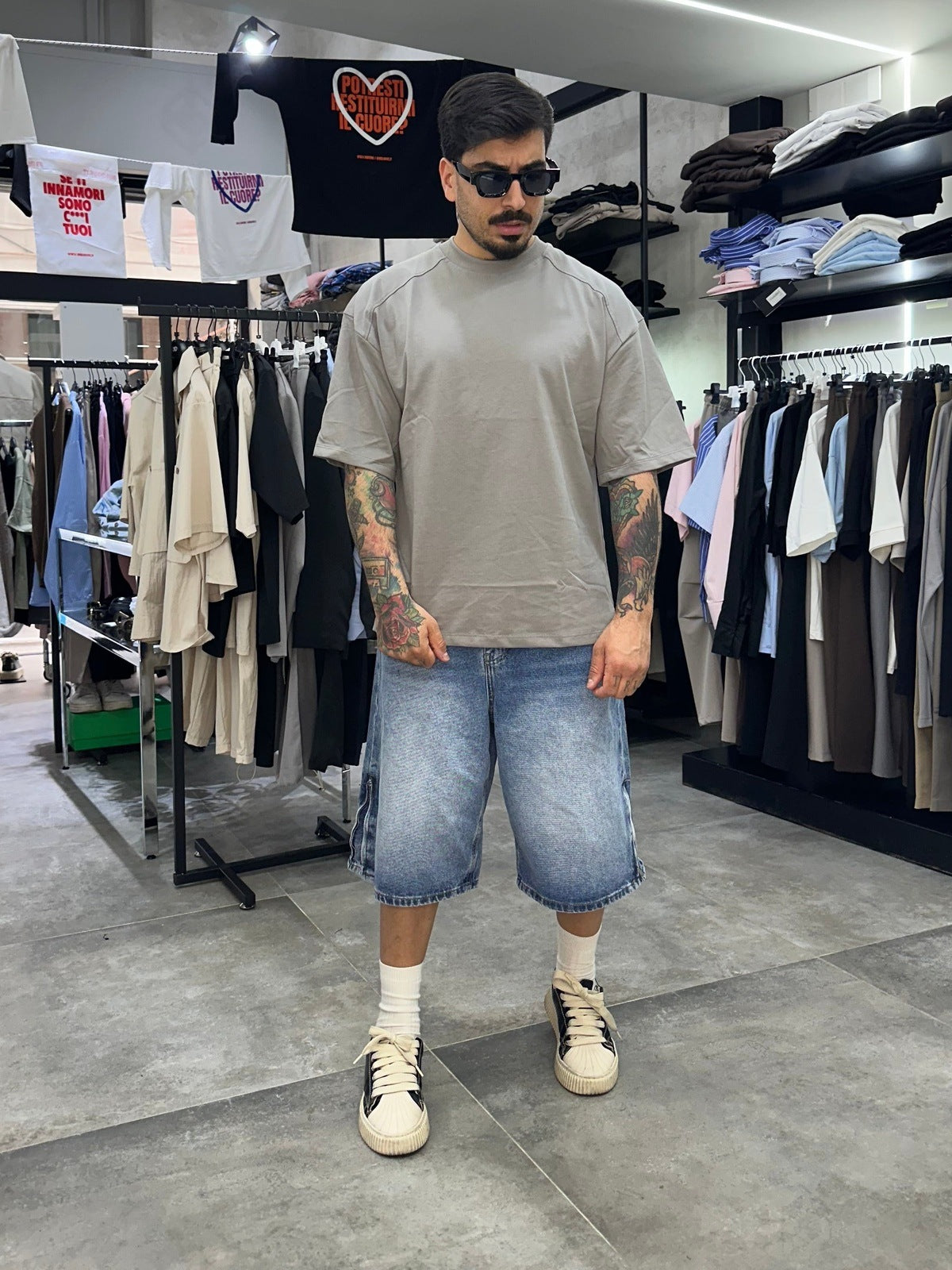Denim jorts blue zip