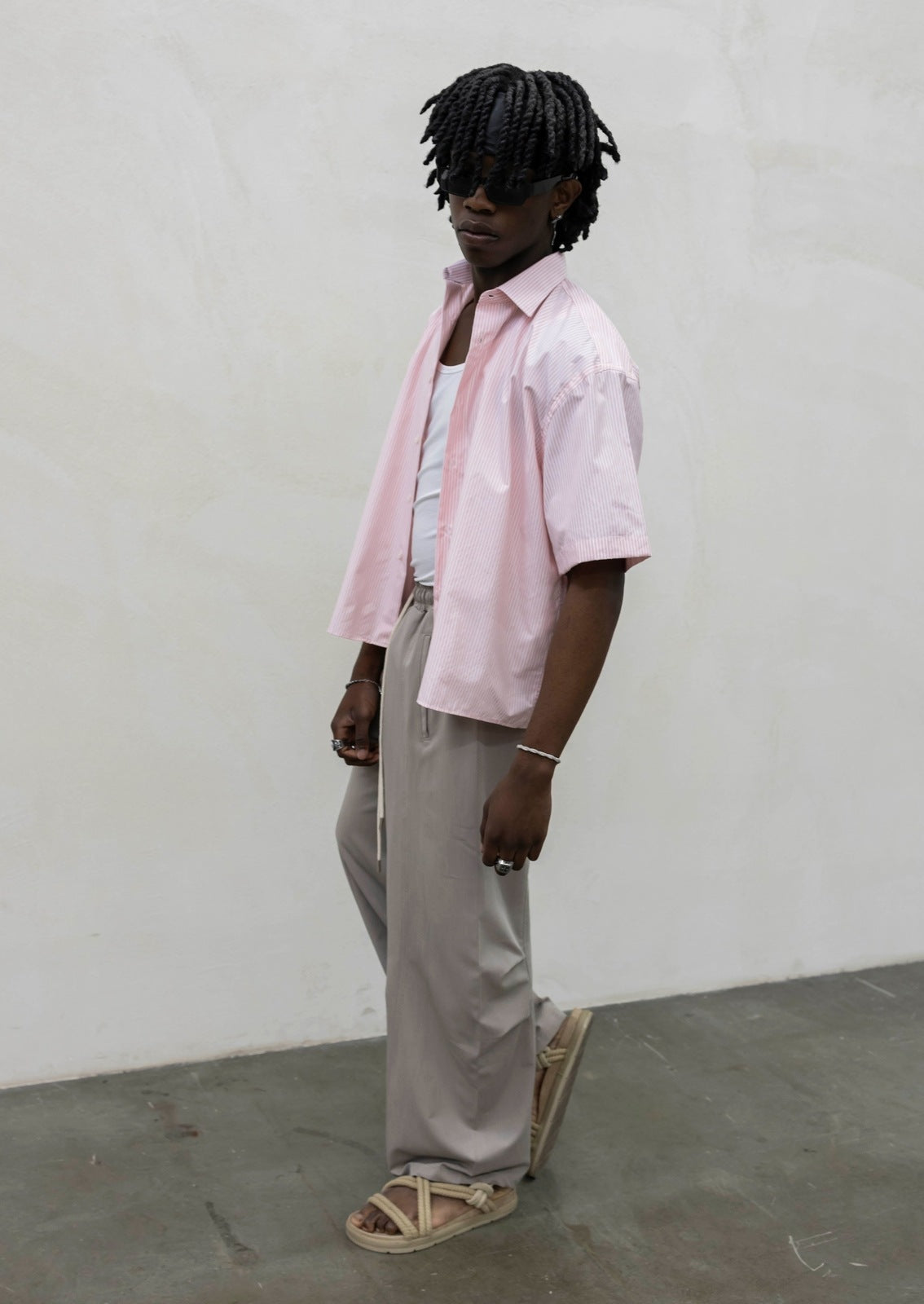 Camicia crop sartoriale pink tokyo