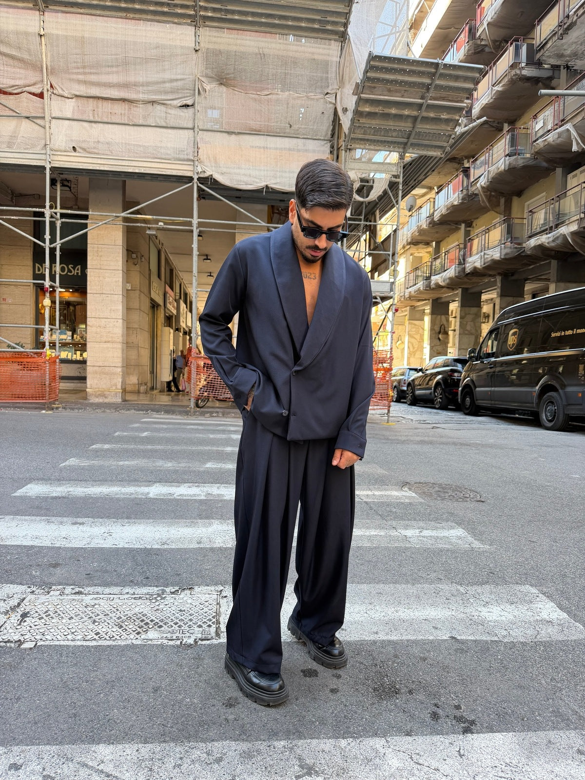 Abito sciallato blue Tokyo couture