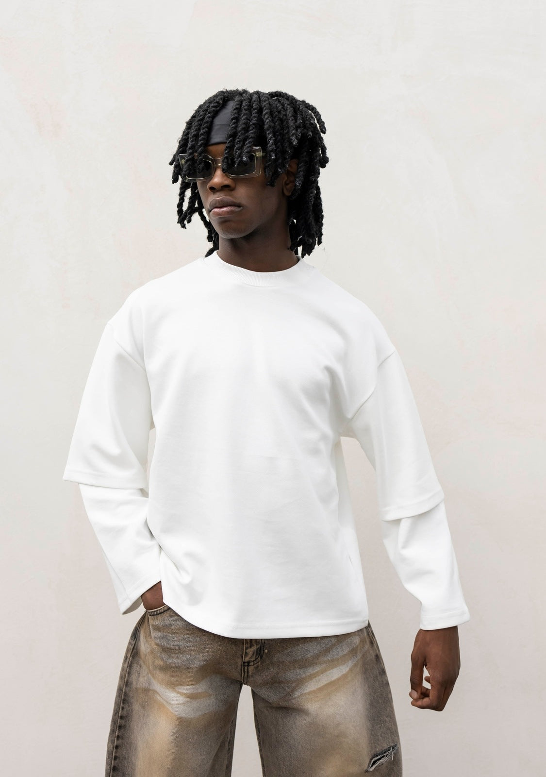 Long sleeve double white present day