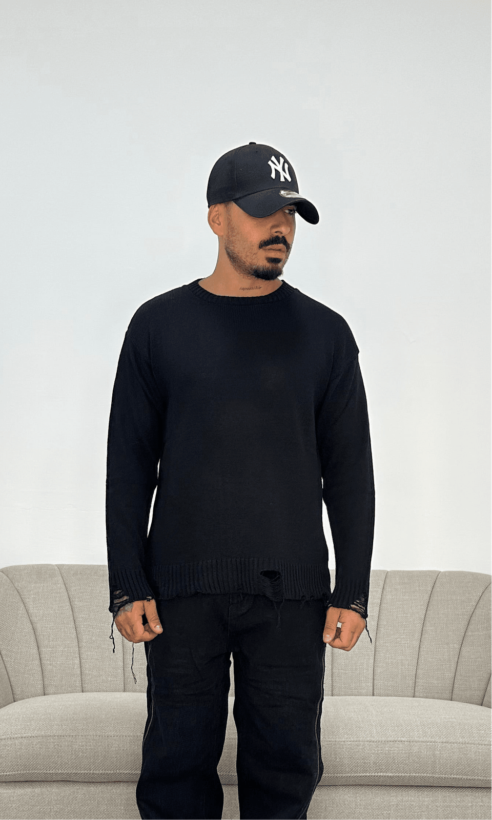 Maglioncino broken wash black