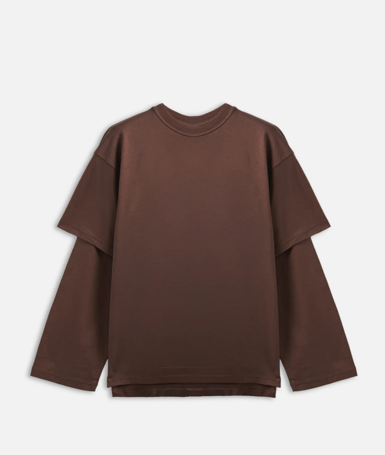 Tshirt long sleeve doppiata tabacco minimal