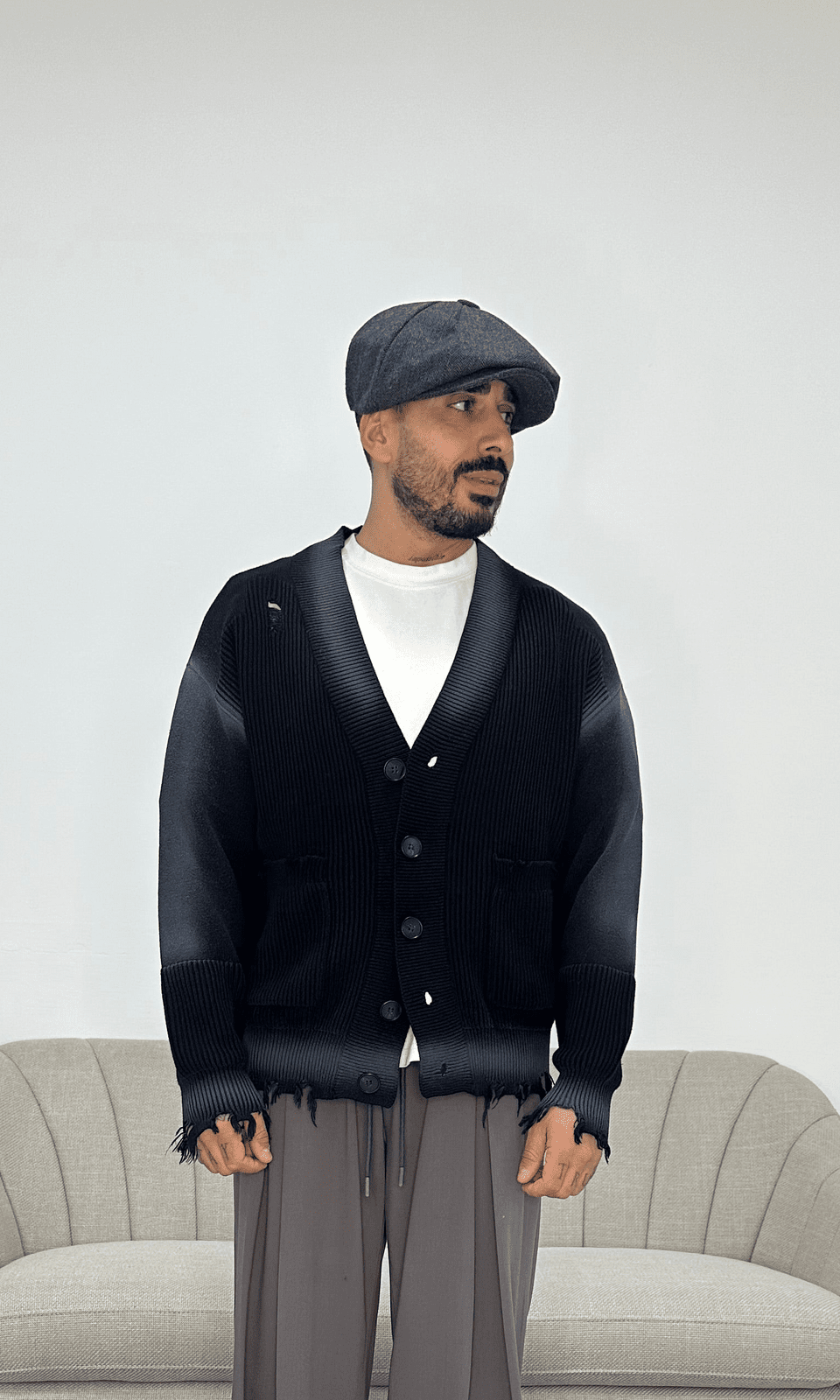 Cardigan wash pocket black