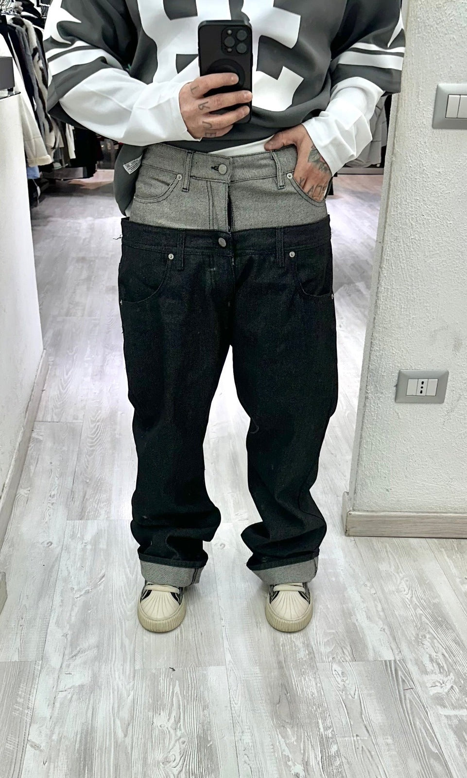 Denim Double waistband L.zero Black passion