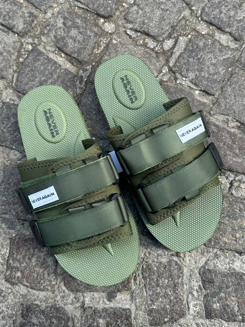 Slippers never again military green