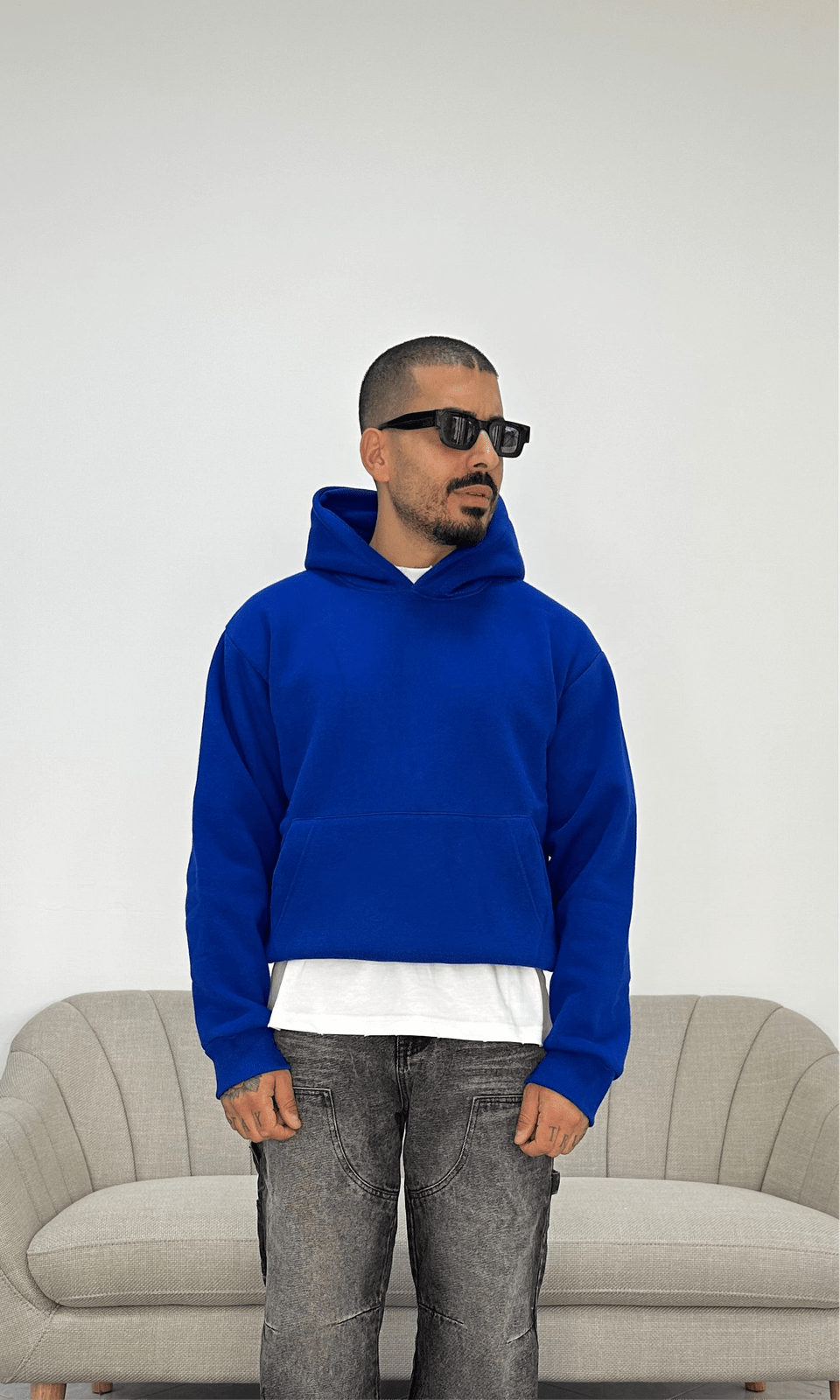 Felpa boxy blu royal