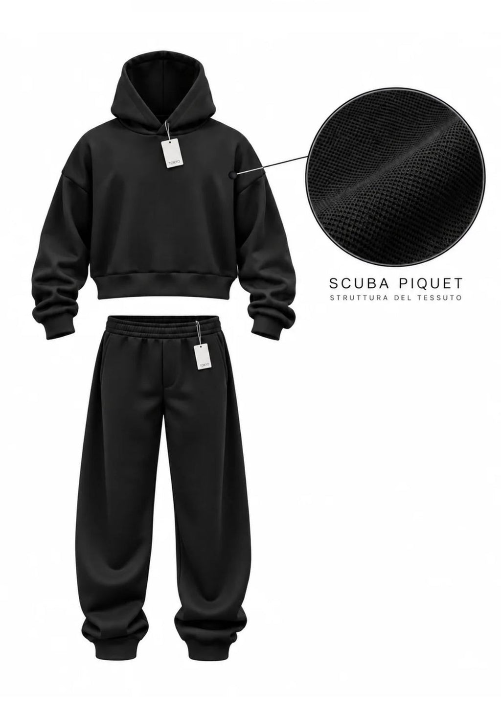 Tracksuit scuba Crop black Tokyo
